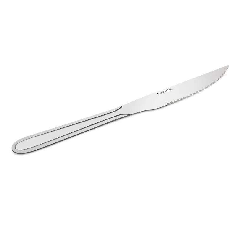 Jogo 24 Peças Faca Inox Talheres Mesa Churrasco Serra Gourmet Ogma Aço resistente