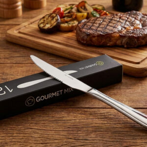 Jogo 24 Peças Faca Inox Talheres Mesa Churrasco Serra Gourmet Aço resistente