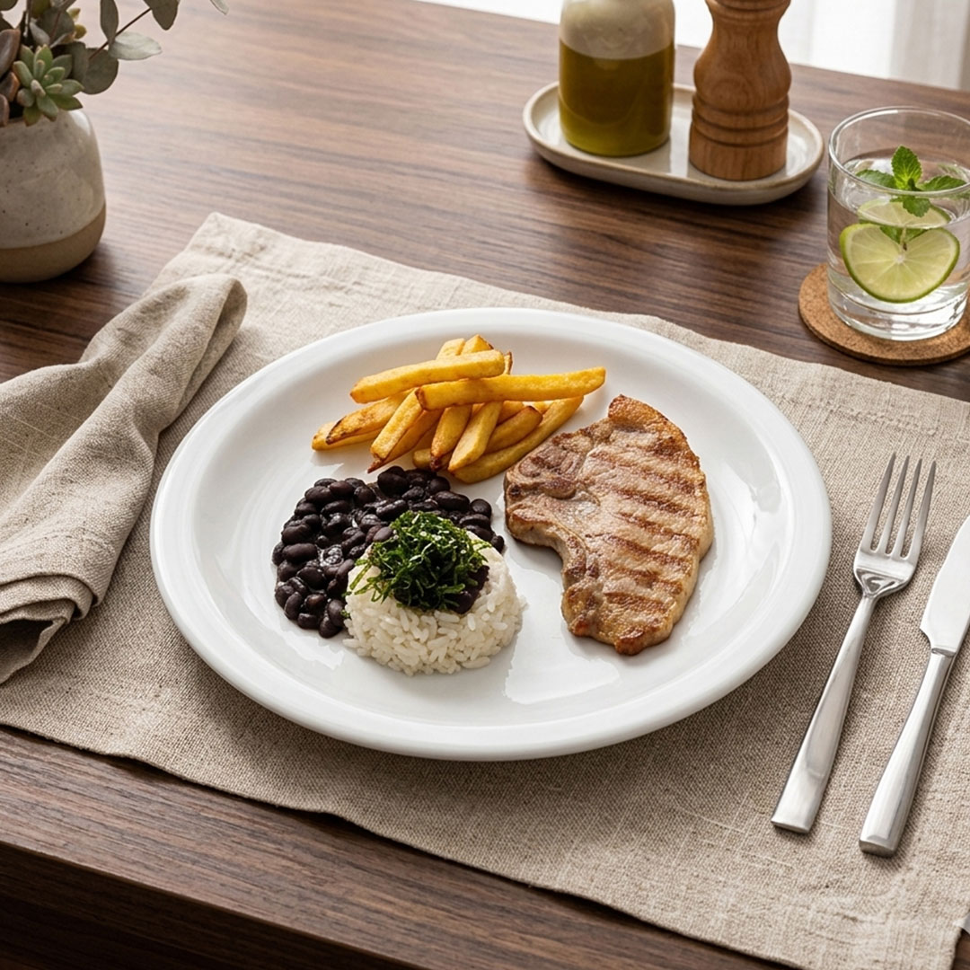 Kit 24 Pratos Rasos Germer Iguaçu 25cm Porcelana Branca Reforçada Restaurante