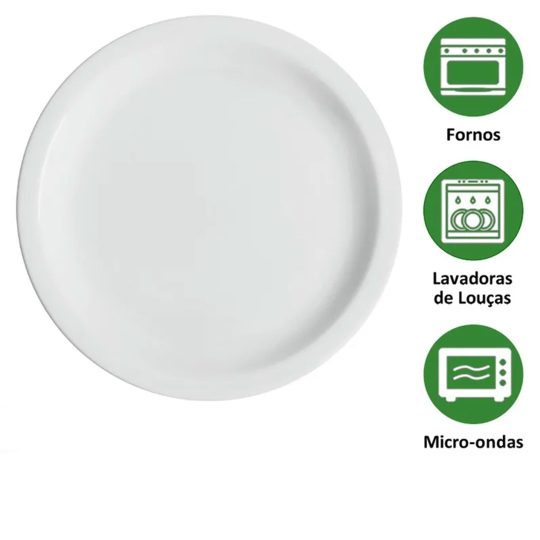 Kit 24 Pratos Rasos Germer Iguaçu 25cm Porcelana Branca Reforçada Restaurante