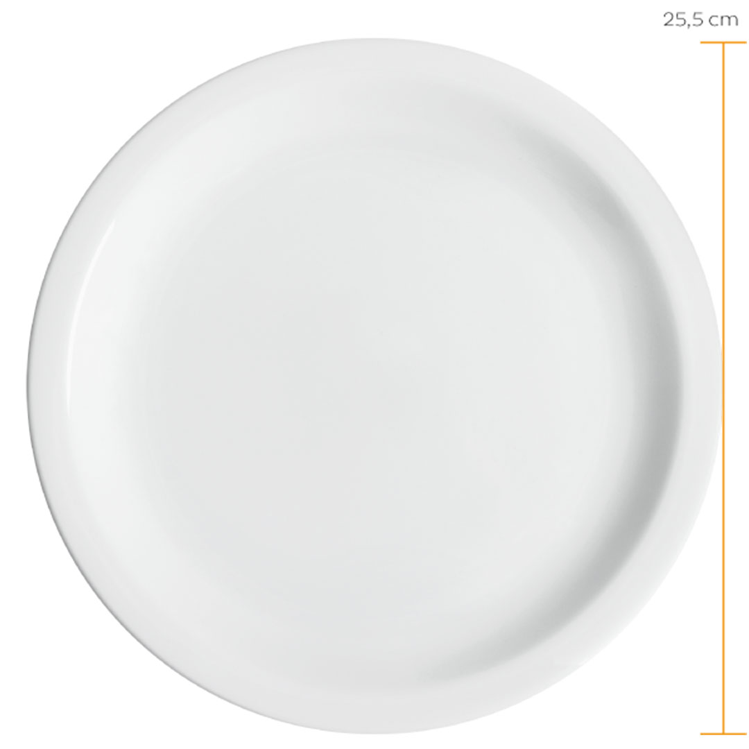 Kit 24 Pratos Rasos Germer Iguaçu 25cm Porcelana Branca Reforçada Restaurante