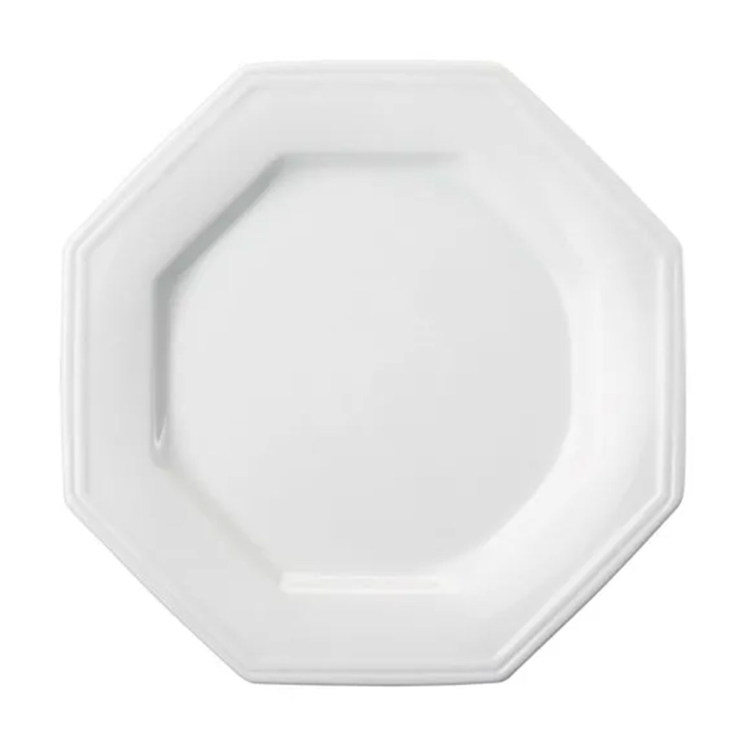 Kit 24 Pratos Rasos Porcelana Branca Octogonal 28cm Schmidt Prisma Reforçada Restaurante