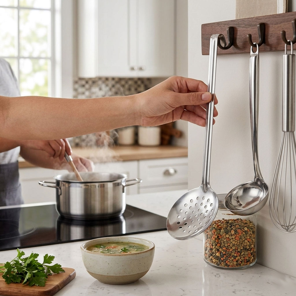 Kit Espumadeira Inox Profissional Chef Geral Industrial Star Aço Gourmet Resistente Alta Durabilidade para Frituras
