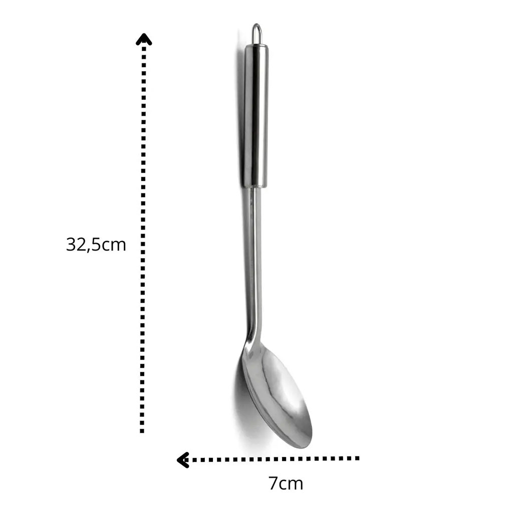 Kit Colher de Arroz Inox Profissional Geral Industrial Tuboline Aço Linha Gourmet Resistete Alta Durabilidade