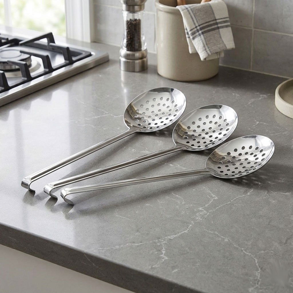 Kit Espumadeira Inox Profissional Chef Geral Industrial Star Aço Gourmet Resistente Alta Durabilidade para Frituras