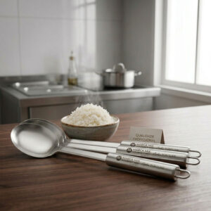 Kit Colher de Arroz Inox Profissional Geral Industrial Tuboline Aço Linha Gourmet Resistete Alta Durabilidade