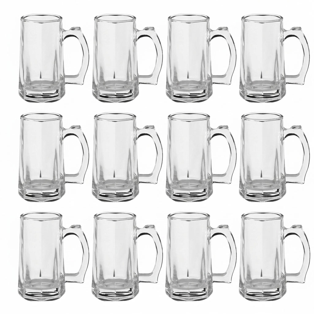 Jogo Canecas de Vidro Chopp Zero Grau 380ml Kit Copos Resistente para Cerveja e Vitamina