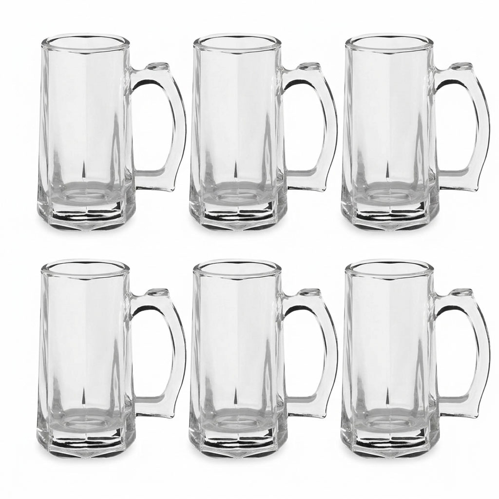 Jogo Canecas de Vidro Chopp Zero Grau 380ml Kit Copos Resistente para Cerveja e Vitamina