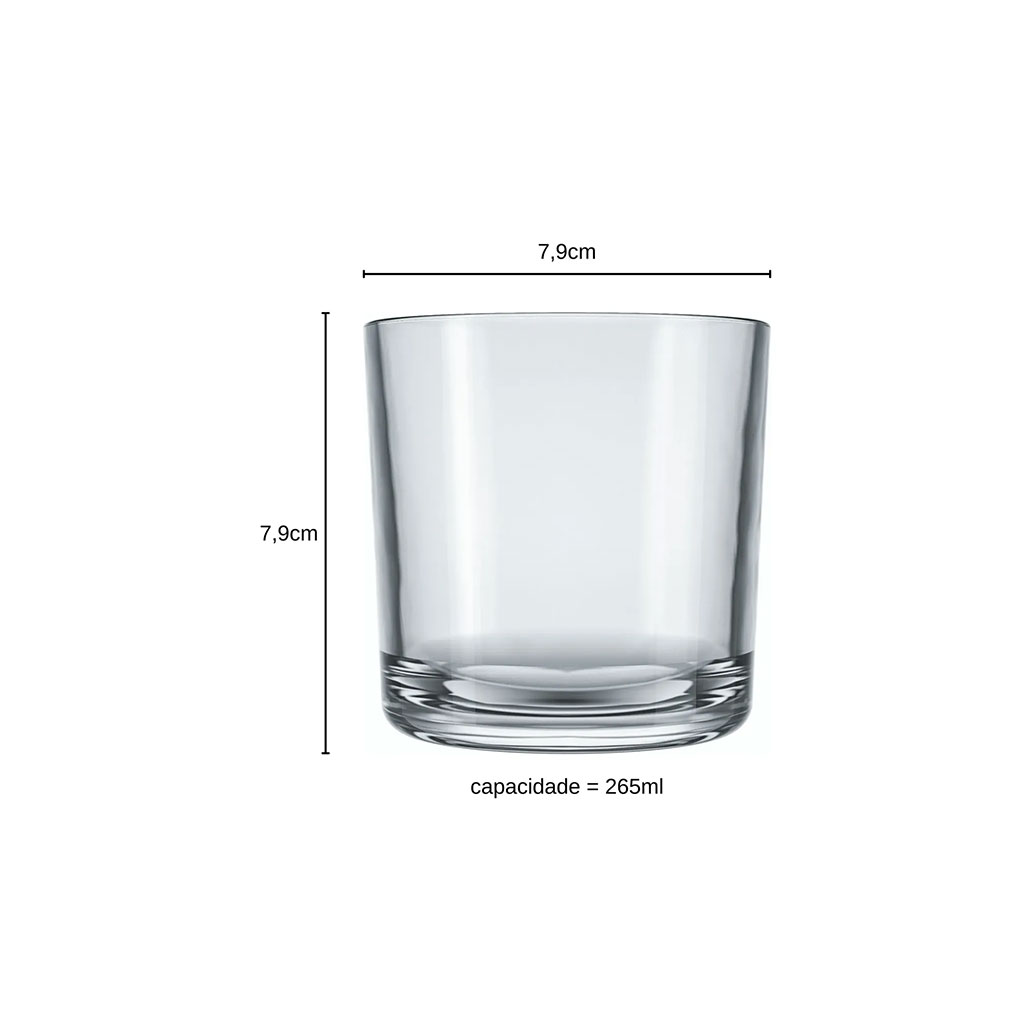 Kit Copo Bar Whisky Nadir 265ml Copo Resistente para Whisky, Drinks e Água Alta Durabilidade